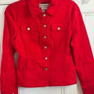 Vibrant Red Denim Jacket by